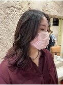 韓国風　グラデーション　ラズベリーピンク　くびれヘア