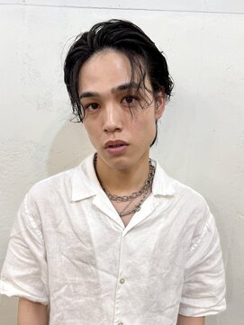 ファルベ(Farbe) スパイキーショートブルーブラックフェザーパーマサーフカール