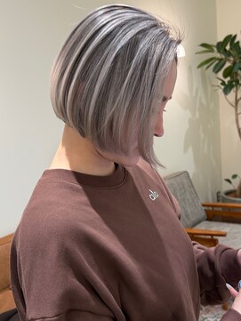 ハーパーズ 渋谷(harpers) ホワイトベージュバレイヤージュコントラストボブ