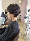 美シルエットショート白髪ぼかし
