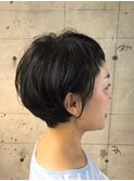 マッシュウルフショートボブ_ワンサイドショート