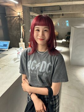 リール(rire) デザインカラーレイヤーカットウェットヘア夏オリーブベージュ