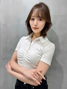 ロンド ジュルード 名古屋(Lond jeloud) 流し前髪　ひし形外はねボブ