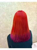 ◎個性が光る！鮮やかレッドヘアー×ラベンダー裾カラー◎