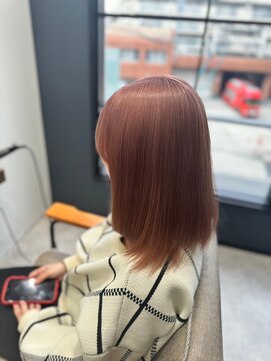 ナンバー リコ 名駅 ジャム 名古屋(N° rico JAM) ミディアム　伸ばしかけ　ピンクブラウン