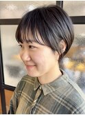 朝5分で決まる！暗髪でも透明感。ナチュラルショートボブ