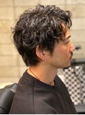 ショートレイヤーコンマヘアくせ毛風パーマフェザーマッシュ