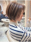 切りっぱなしボブ美髪ピンクブラウン【工藤昴】