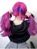 ピンクラインカラー☆推しカラー推し活ヘアセットヘアアレンジ