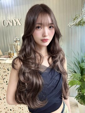 オニキス(ONYX) e64韓国レイヤーカットミルクティーグレージュブリーチなし