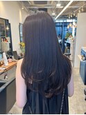 大人暗髪ワンカールロングレイヤーカット20代30代40代渋谷表参道
