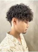 メンズパーマショートツイストスパイラルパーマセンターパート