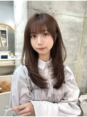 縮毛矯正/くびれヘア/ハイライトカラー/アプリコットオレンジ