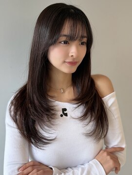 ソラ 広尾店(SORA) ロングレイヤー/顔周りカット/グレージュ