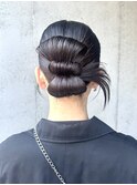 ヘアセット 結婚式ヘア お呼ばれヘア リボンヘア カチモリ 原宿