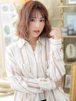 カバーヘア ブリス 戸田公園西口店(COVER HAIR bliss)&nbsp;ミルクティーピンクくせ毛風ゆるふわミデa戸田公園20代30代40代