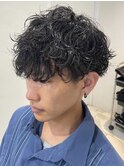 波巻きスパイラルパーマツーブロックツイストスパイラルパーマ
