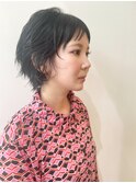 暗めカラーダークアッシュミニウルフボブルフクールショート