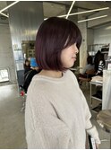 バーガンディーカラー×ミニボブ