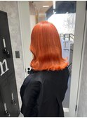 くびれヘアアプリコットオレンジハイライトカラーブルーカラー