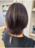 福山美容室Caaryレイヤーボブマロンブラウン秋カラー20代30代