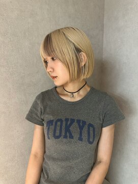 ディーン 栄店(DEAN) ミルクティーベージュ×ブロックカラー