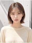 【NOA】韓国切りっぱなしボブシースルーバング透明感ベージュ