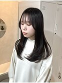 段カット/大人ガーリー/フェミニンロング/黒髪/暗めカラー