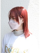 ノード(NODO)&nbsp;レッドカラーの切りっぱなしボブ