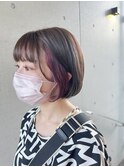 イヤリングカラー 大人可愛い丸みショートボブ10代20代小顔