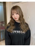 20代30代オリーブグレージュくびれヘア韓国レイヤーロング