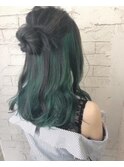 インナーカラー　グリーン
