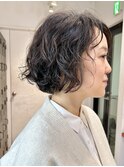 ショートボブパーマ/ナチュラルウェーブ/切りっぱなしボブ