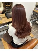 レッドオレンジのロングヘア