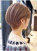 マッシュショート/ハイトーンショート/ピンクベージュ