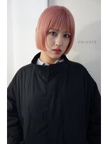 レコ 渋谷(LECO)&nbsp;ミニボブペールピンクハイトーンケアブリーチ切りっぱなしボブ