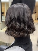 ボブのコテ巻き風パーマしっかり目　新デジタルパーマ