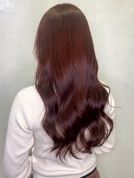 セプト 天神大名(SEPT.) レッドカラー 暖色系カラー ウェーブ巻き ダブルカラー