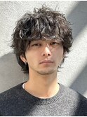 波巻きパーマメンズシャドウパーマウルフカット韓国ヘア刈り上げ