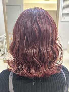 トーチ ヘアーアンドヘッドスパ 銀座通り本店(TORCH hair & head spa) ローズピンクと波ウェーブで可愛さアップ！