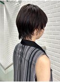 横浜/ウルフパーマ ダークブルー ゆるふわボブ ひし形ショート