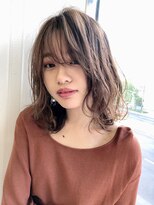 トータルビューティーサロン プリエ(prier)&nbsp;ミディアムレイヤー　ボブパーマ　斜めバング　レイヤーロング