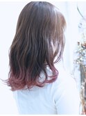 ベージュ×グラデーションピンク