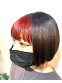 ボブスタイル/赤バング