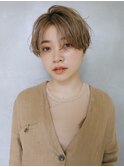 【無造作/ショート/センターパート】ラフショート/ベージュ/清水