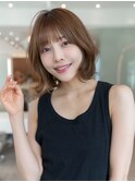 20代30代大人可愛い前髪/丸顔マチルダボブ/外ハネレイヤーカット