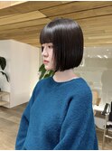 丸みボブぱつっとボブワイドバング前下がりカット