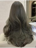韓国ヘア赤味ゼロオリーブグレージュ透明感カラーブリーチなし