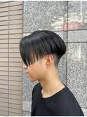 韓国ストレートセンターパート刈り上げツーブロックメンズ縮毛