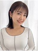 韓国/くびれボブ/小顔ヘア/レイヤーカット/ミルクティーベージュ